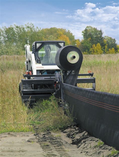 skid steer silt fence attachment|bobcat silt fence installer.